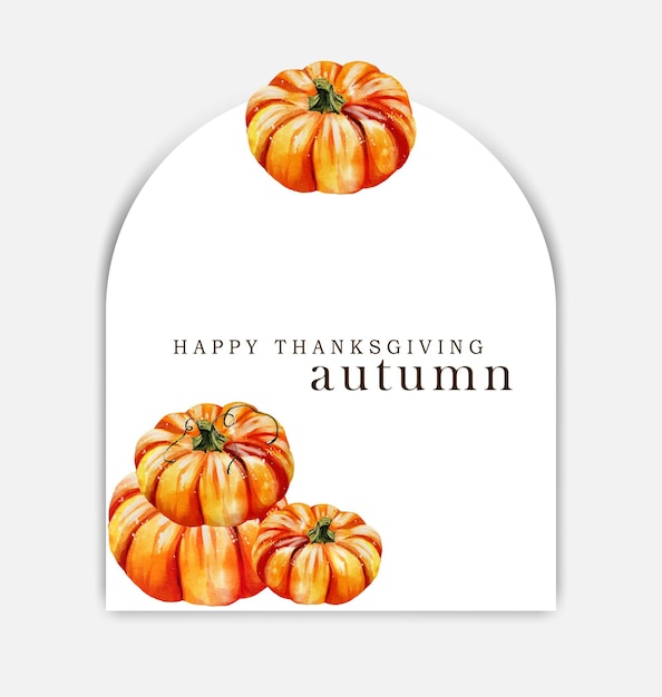 Pumpkins watercolor card vector illustration design