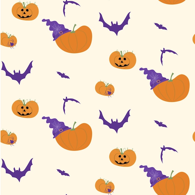 Pumpkins with bats pattern