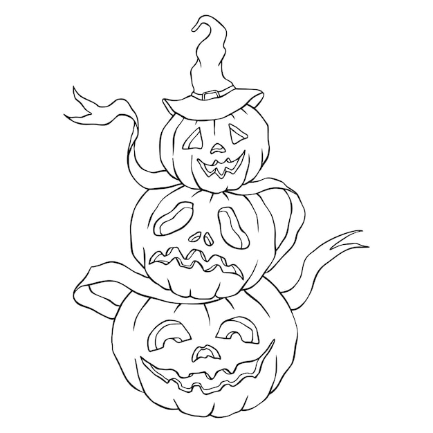 Pumpkins with a wiytch hat