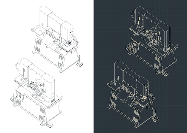 Punch machine isometric blueprints