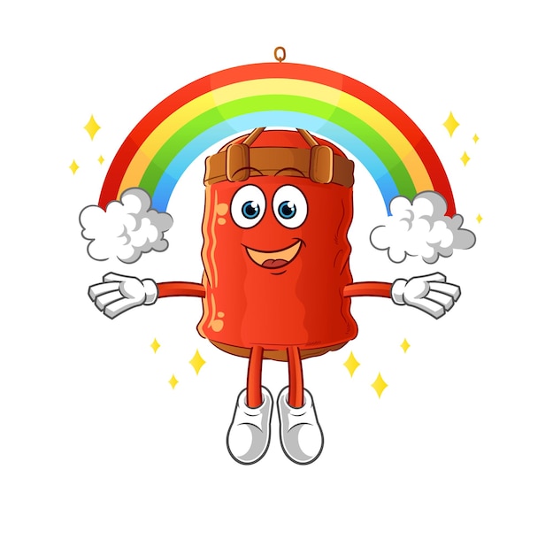 Punching bag with a rainbow cartoon vector