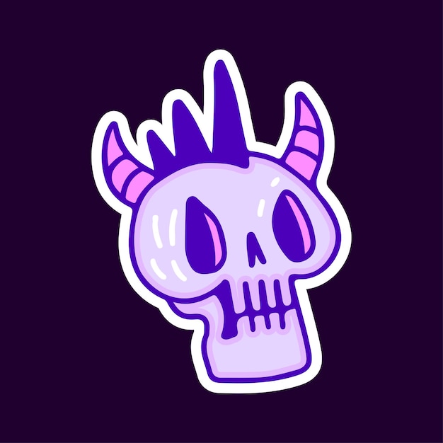 Punk devil skull cartoon, illustration for t-shirt, sticker, or apparel merchandise.