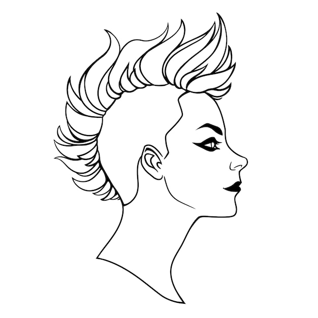 Punk girl with mohawk haircut