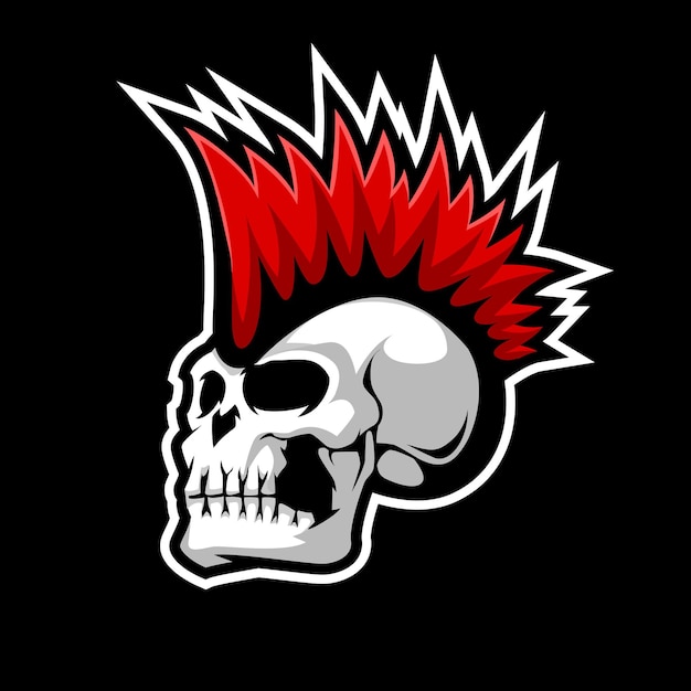 punk head skull mascot illustration