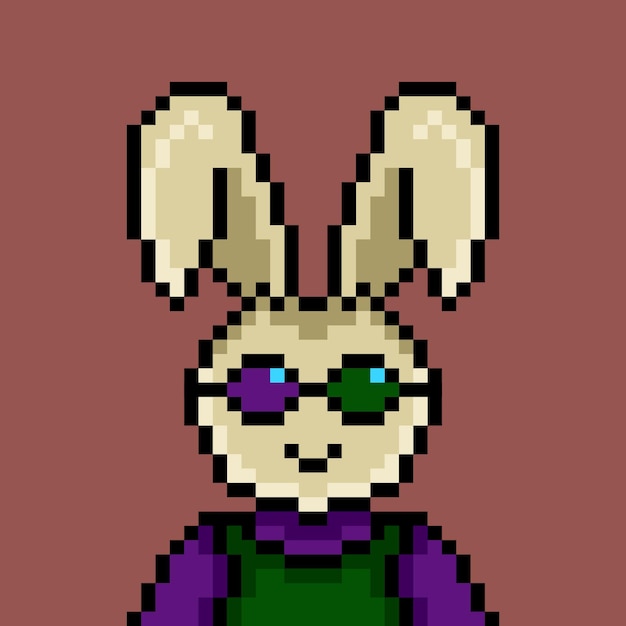 Punk rabbit pixel art design no 165