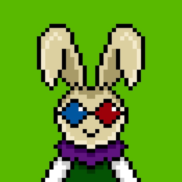 Punk rabbit pixel art design no 203