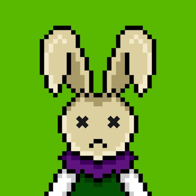 Punk rabbit pixel art design no 206