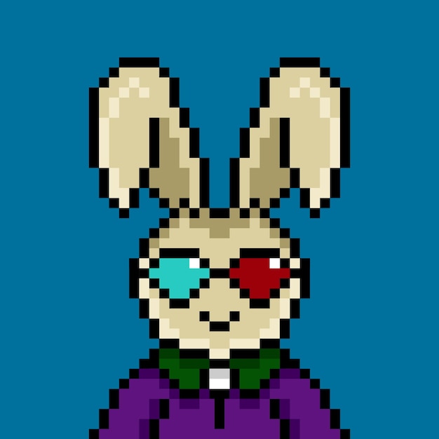 Punk rabbit pixel art design no 43