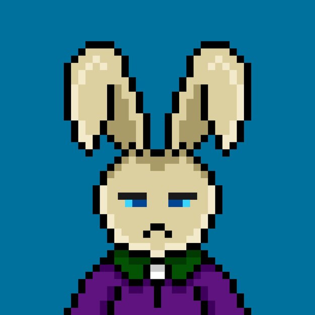 Punk rabbit pixel art design no 64