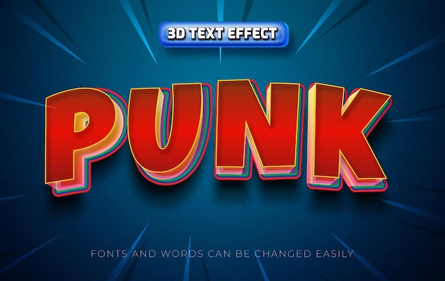 Punk retro 3d editable text effect style