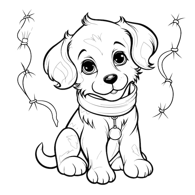 A Pup Wrapped In Christmas Lights Like A Gift Coloring Pages Vector