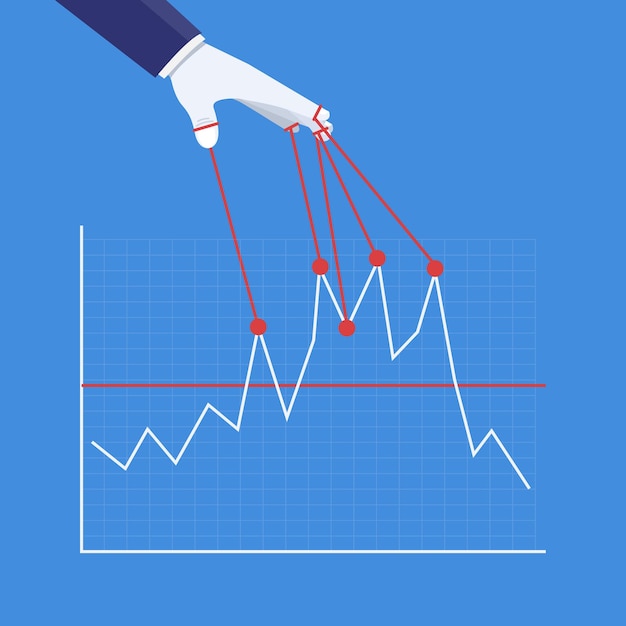 Vector puppet master controlling graphic chart concept