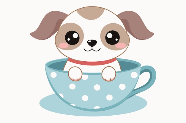 puppy sitting in a teacup with a polka dot pattern F