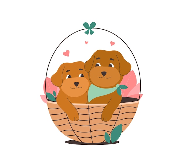 The puppy in a wicker basket The little dogs for spring design thank you cards pet day sticker