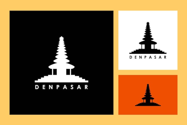 pura ulun danu bratan temple silhouette illustration