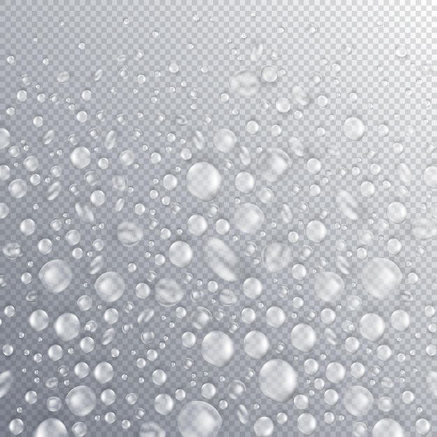 Pure realistic water drops dew or 3d condensation with light reflection on the surface or glass