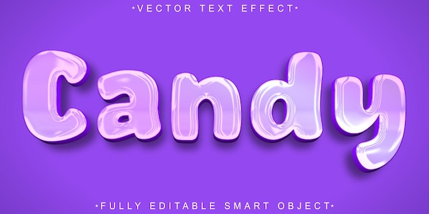 Purle Yummy Cute Candy Vector Fully Editable Smart Object Text Effect