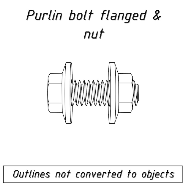 Purlin bolt flanged and nut blueprint outline