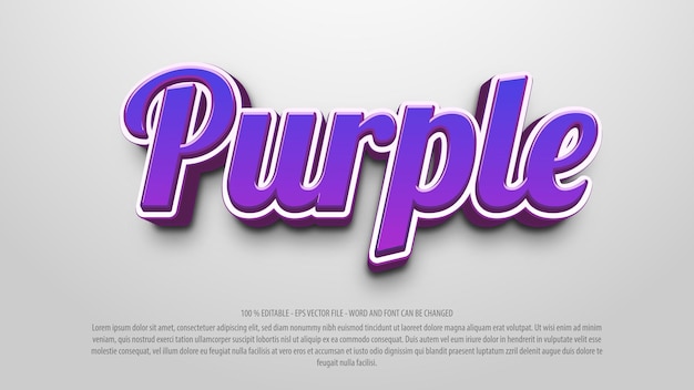 Purple 3d style editable text effect