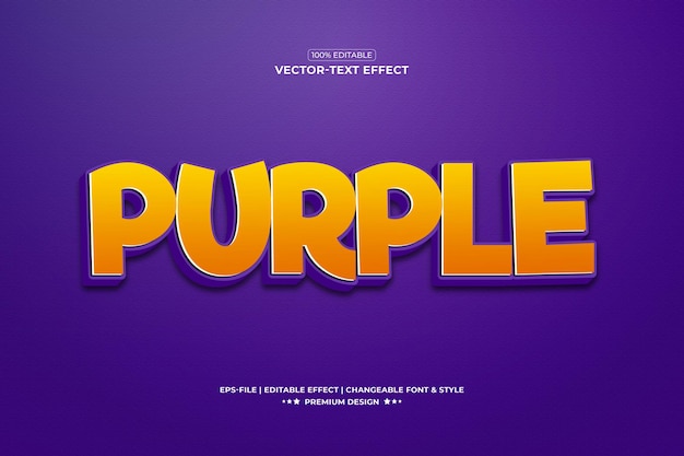 Purple 3d text effect style premium vector Font effects  Presentation Typography Texture