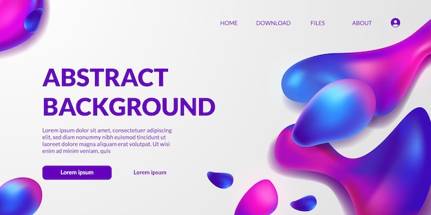 Purple abstract drop blob dynamic shape fluid bubble vivid bright vibrant element with white background landing page template