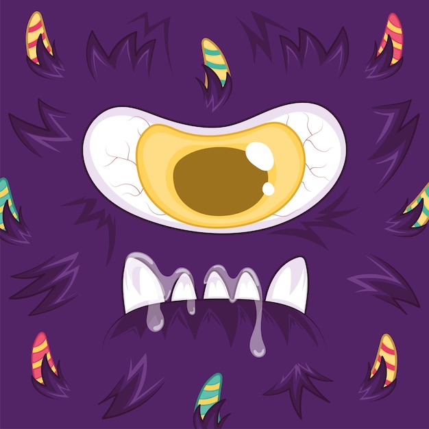 Purple angry one eye monster avatar background Vector