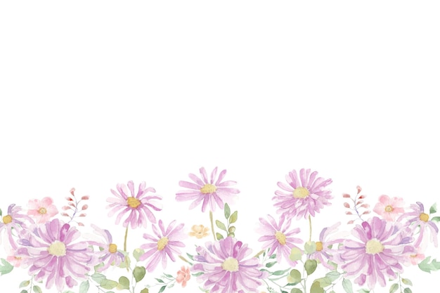 Purple Aster Watercolor Flower Background