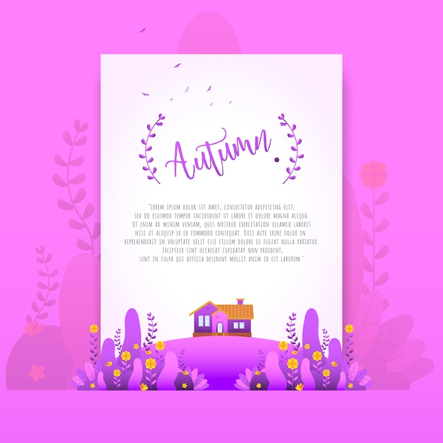 Purple Autumn Floral Beautiful Gradient Flowers for Invitation Card