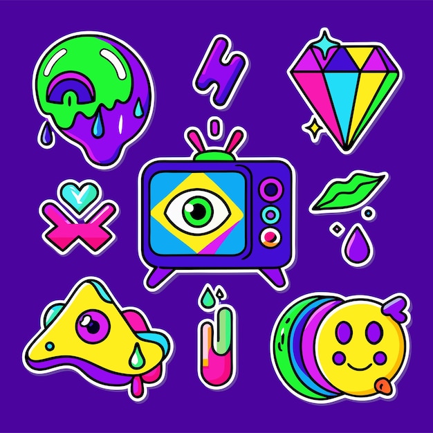 Vector a purple background with different designs and the word eye on it