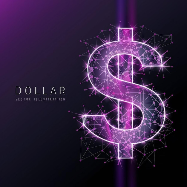 Vector a purple background with a dollar sign in the middle