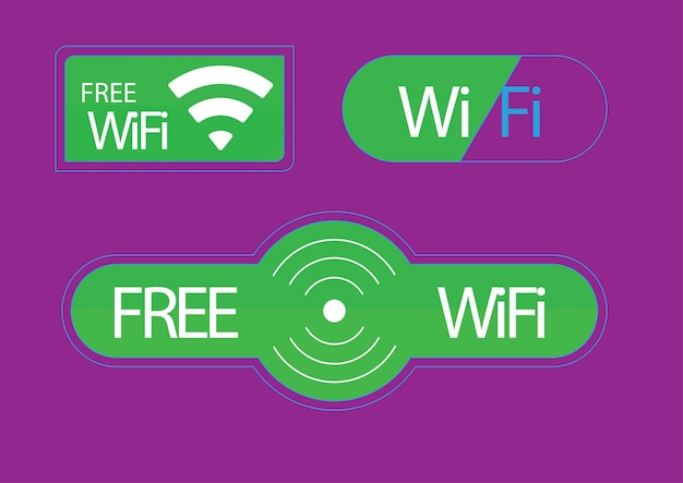 Vector purple background with a free wifi logo and a free wifi button