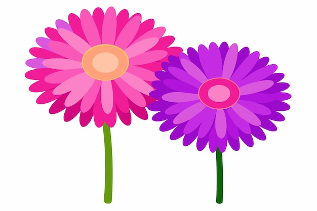 a purple background with pink and yellow flowers