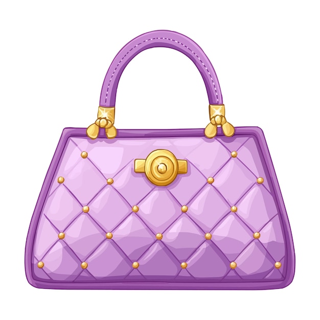 Vector a purple bag with gold buttons and a gold button