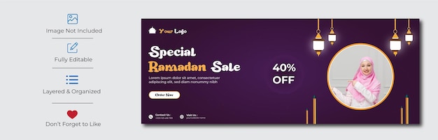 Vector a purple banner for ramadan sale with the words special.