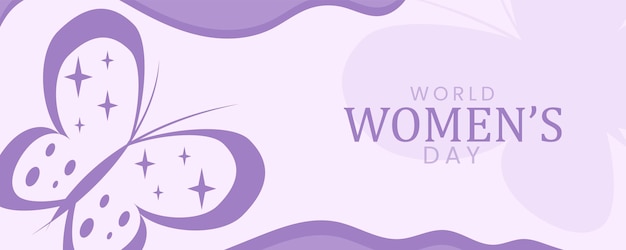 A purple banner with a butterfly for the women's day