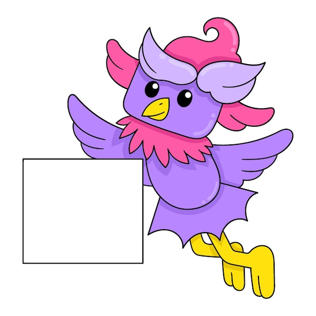 Purple bird flying carrying blank background template doodle icon image kawaii