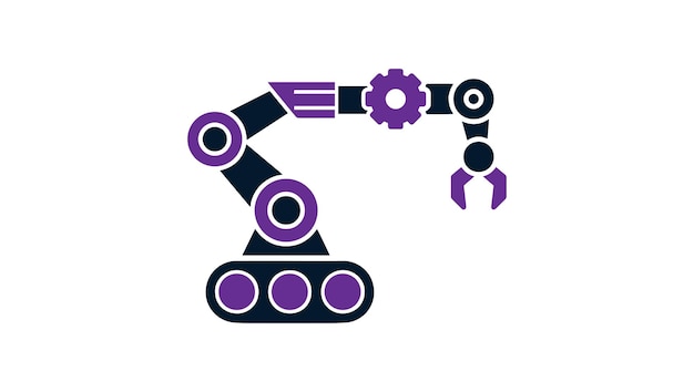 Purple and Black Robotic Arm Automation Technology Logo Design Template