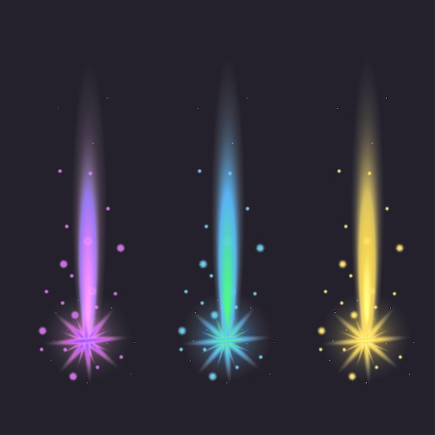 Purple blue green yellow Starburst Highlights Glitter Bright Sunbeam Set