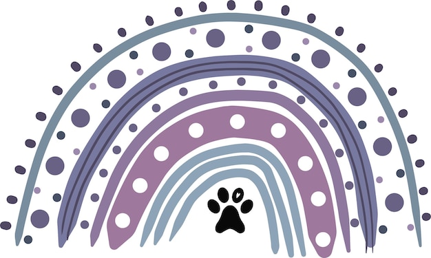 Purple boho style rainbow with little dog paw