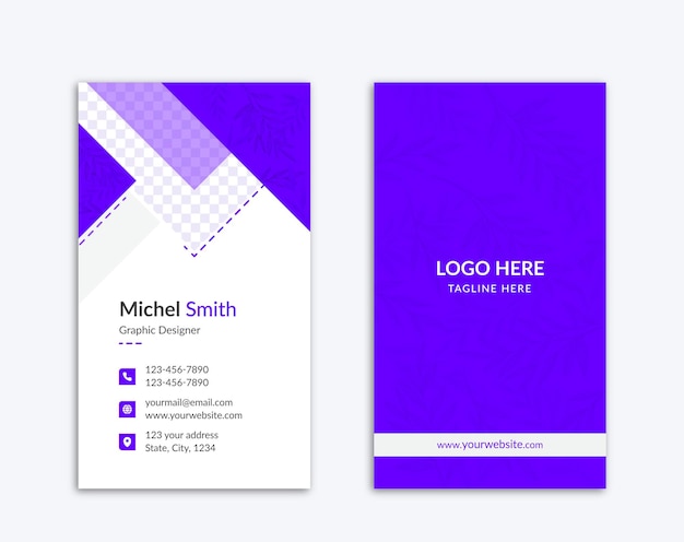 Purple business card premium vector