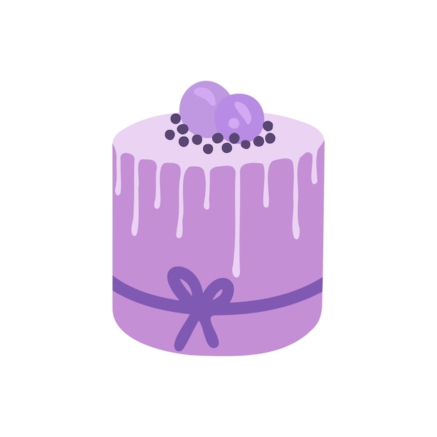 Purple cake Cute holiday anniversary celebration dessert gift festive pastry pie frosting melting sweet candy delicious Hand drawn illustration