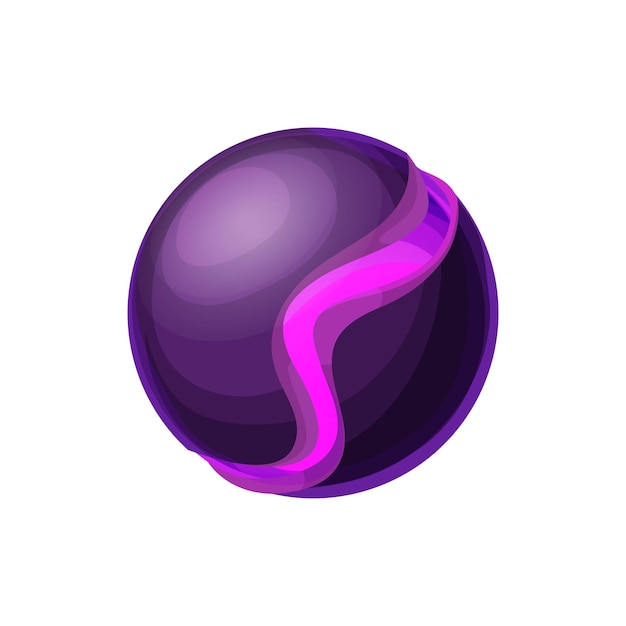 Vector purple cartoon alien fiction world split magma planet vector outer space globe violet atmosphere habitable planet outer space sphere ui game design element interface object glossy exoplanet