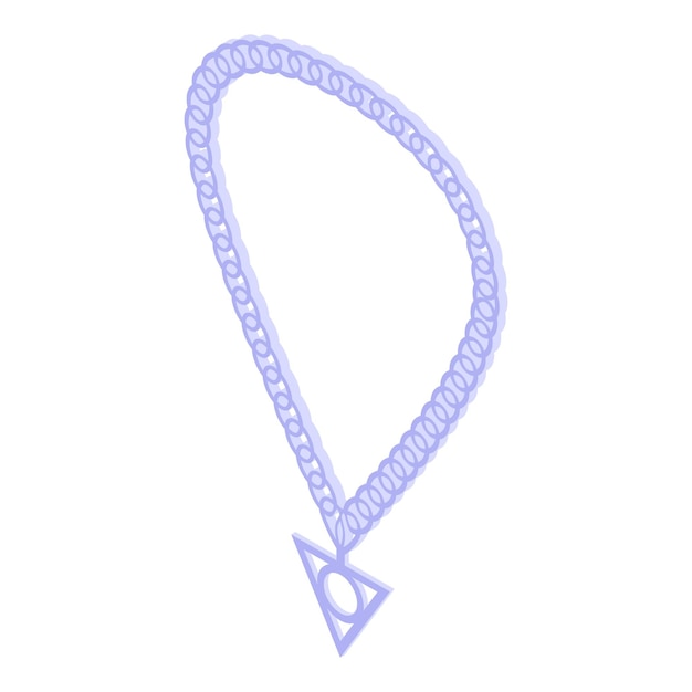 Vector purple chain necklace with a triangular pendant is isolated on a white background