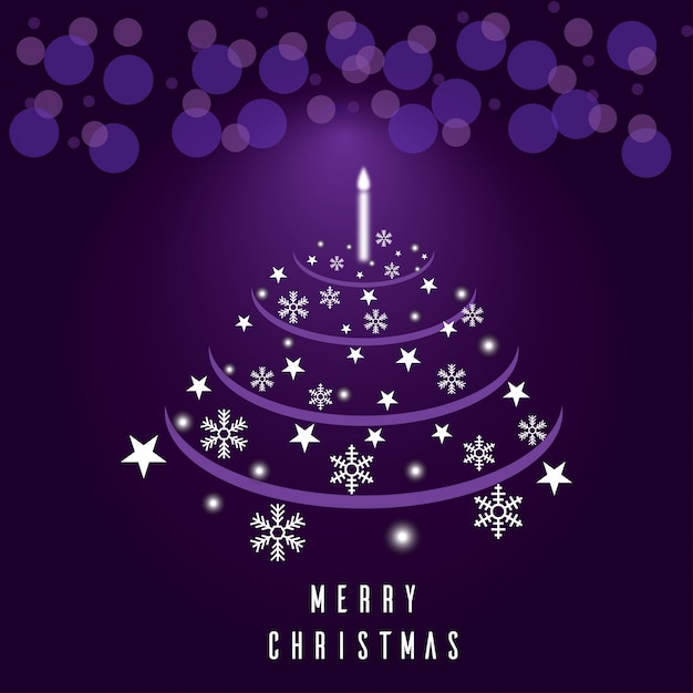 Vector purple christmas tree greeting design