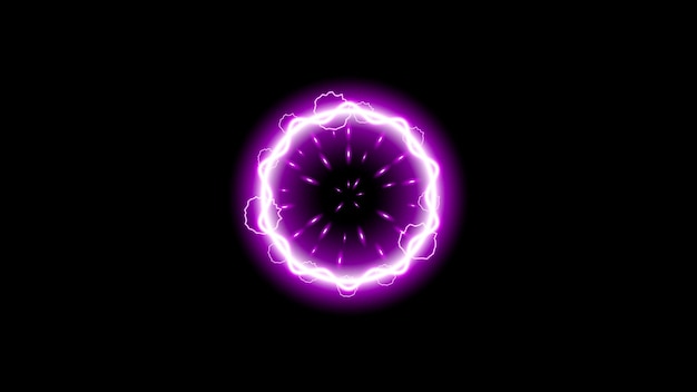 A purple circle with a pattern of lightnings in the center.