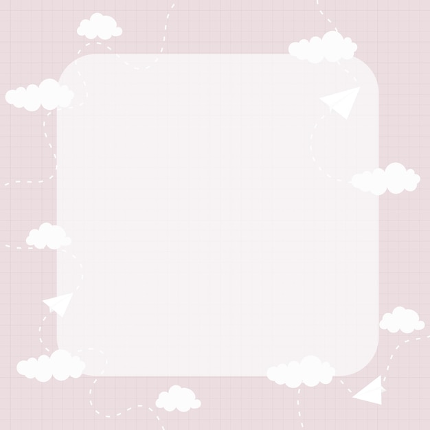 Purple Cute Memo Background Illustrations with Hand drawn Clouds scribbles an paper plane