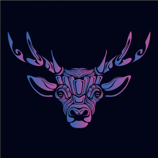 Purple deer head illustration