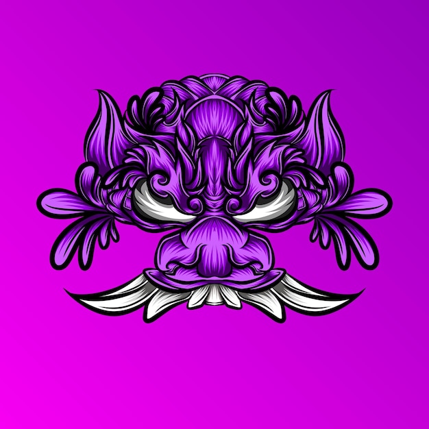 Purple demon head vector illustration design