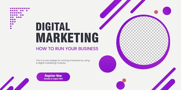 Vector a purple digital marketing agency and corporate web banner template in vector illustration template