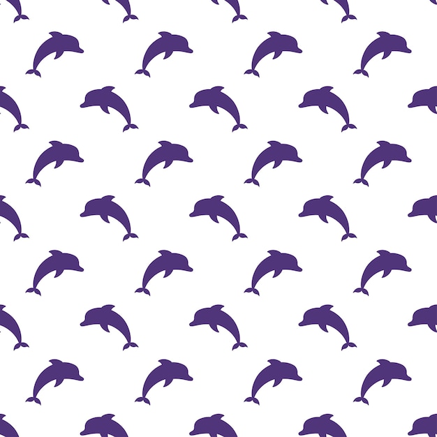 Purple dolphins seamless pattern with white background.